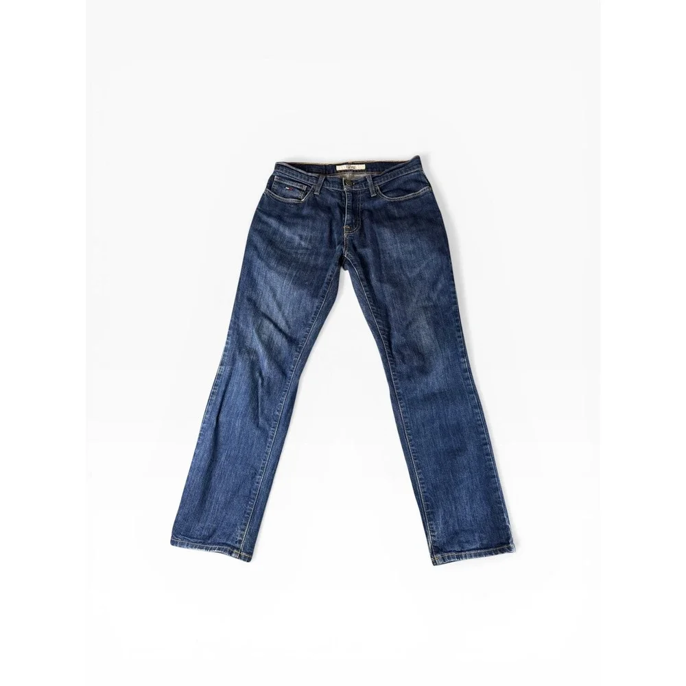 Tommy Hilfiger‎ Denim Mens Straight Leg Dark Wash Jeans 30x30 Stretch Blue